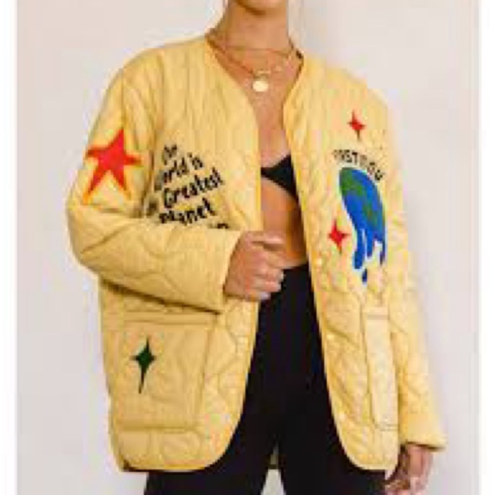 First Row  Quilted Jacket with Embroidery